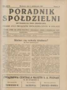 Poradnik Spółdzielni: dwutygodnik dla spraw spółdzielczych: organ Unji Związków Spółdzielczych w Polsce 1930.10.01 R.37 Nr19