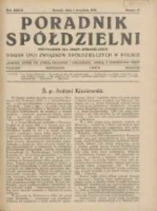 Poradnik Spółdzielni: dwutygodnik dla spraw spółdzielczych: organ Unji Związków Spółdzielczych w Polsce 1932.09.01 R.39 Nr17