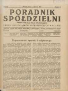 Poradnik Sp&oacute;łdzielni: dwutygodnik dla spraw sp&oacute;łdzielczych: organ Unji Związk&oacute;w Sp&oacute;łdzielczych w Polsce 1933.06.01 R.40 Nr11