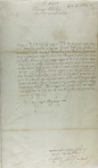 List Jana Tarnowskiego arcybiskupa gnieźnieńskiego do króla Zygmunta III, z Łowicza 22.06.1604