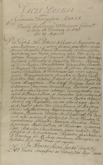 Pacta Dotalia inter Caaream Principissam Annam et Ducem Fridericum Wilhelmum Curlandiae de data St. Petersburg anno 1710 die 29. Augusti.