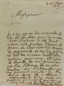 List Ferdynanda księcia Kurlandii do Jana Sebastiana Szembeka, Gdańsk 15.08.1711