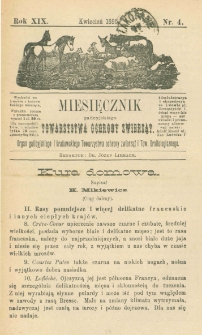 Miesięcznik Galicyjskiego Towarzystwa Ochrony Zwierząt. 1895 R.19 Nr4