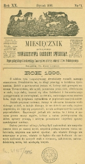 Miesięcznik Galicyjskiego Towarzystwa Ochrony Zwierząt. 1896 R.20 Nr1