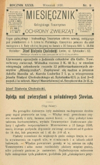 Miesięcznik Galicyjskiego Towarzystwa Ochrony Zwierząt. 1910 R.32 Nr9