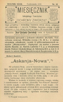 Miesięcznik Galicyjskiego Towarzystwa Ochrony Zwierząt. 1910 R.32 Nr10