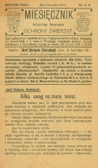 Miesięcznik Galicyjskiego Towarzystwa Ochrony Zwierząt. 1913 R.35 Nr5-6