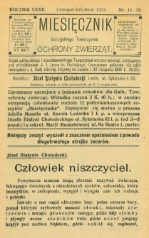 Miesięcznik Galicyjskiego Towarzystwa Ochrony Zwierząt. 1913 R.35 Nr11-12