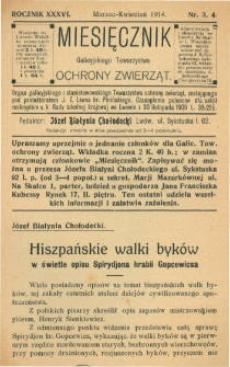 Miesięcznik Galicyjskiego Towarzystwa Ochrony Zwierząt. 1914 R.36 Nr3-4