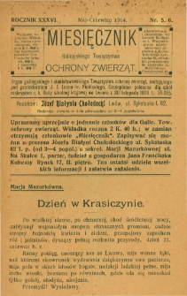 Miesięcznik Galicyjskiego Towarzystwa Ochrony Zwierząt. 1914 R.36 Nr5-6
