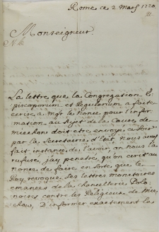 List Jakuba Pucheta do Jana Sebastiana Szembeka, Rzym 02.03.1720