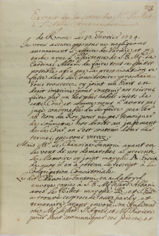 Extrait de les Lettres des Mr. Puchet à L'Abbe Accoramboni, 12.02.1724