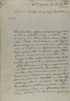 List Jakuba Pucheta do Jana Sebastiana Szembeka, Rzym 15.07.1724