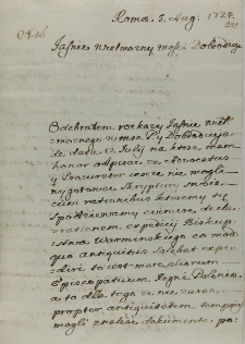 List Jakuba Pucheta do Jana Sebastiana Szembeka, Rzym 05.08.1724