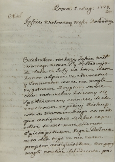 List Jakuba Pucheta do Jana Sebastiana Szembeka, Rzym 05.08.1724