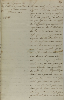 Copie des Les Lettre du Roy à Mr Le Comte de Lagnasc = à Varsovie 09.08.1724