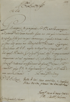 List kardynała Giovanniego Battisty Salerniego do Jana Sebastiana Szembeka, 1729