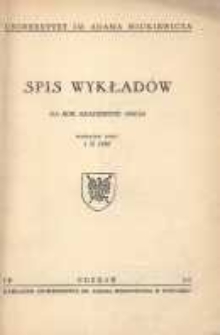 Uniwersytet im. Adama Mickiewicza w: spis wykładów na rok akademicki 1958/59