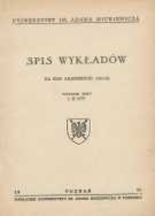 Uniwersytet im. Adama Mickiewicza: spis wykładów na rok akademicki 1959/60