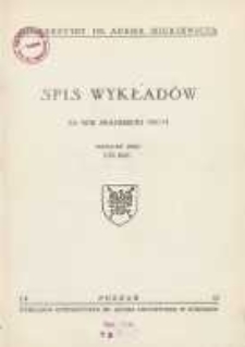 Uniwersytet im. Adama Mickiewicza: spis wykładów na rok akademicki 1960/61