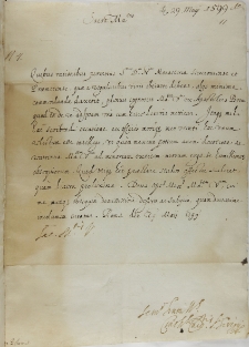 List kardynała Cintiusa Aldobrandiego do króla Zygmunta III, Rzym 29.05.1599