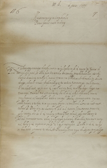 List Jana Zamoyskiego do króla Zygmunta III, Zamość 06.09.1599