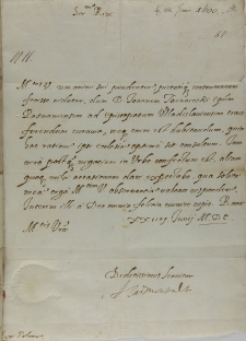 List kardynała Alessandro Perretiego de Montalto do króla Zygmunta III, Rzym 24.06.1600