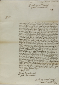 List Claudiusa Vinciprona do króla Zygmunta III, 10.08.1621