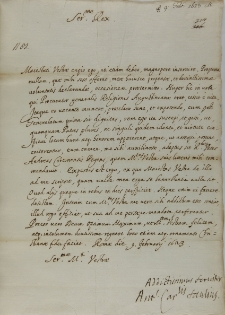 List kardynała Antoniusa Saulinsa do króla Zygmunta III, Rzym 09.02.1623
