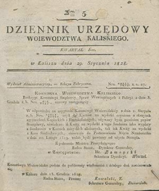 Dziennik Urzędowy Województwa Kaliskiego 1828.01.29 Nr5