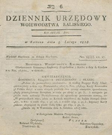 Dziennik Urzędowy Województwa Kaliskiego 1828.02.05 Nr6