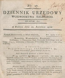Dziennik Urzędowy Województwa Kaliskiego 1828.04.22 Nr17