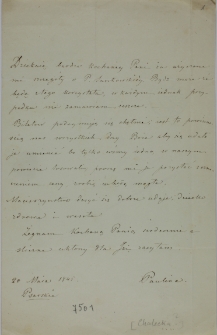 List Pauliny Chaleckiej do Celestyny Działyńskiej, Psarskie 20.05.1845