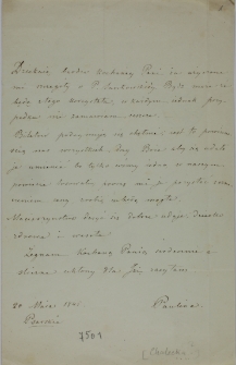 List Pauliny Chaleckiej do Celestyny Działyńskiej, Psarskie 20.05.1845