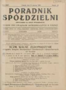 Poradnik Spółdzielni: dwutygodnik dla spraw spółdzielczych: organ Unji Związków Spółdzielczych w Polsce 1928.06.15 R.35 Nr12