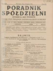 Poradnik Spółdzielni: dwutygodnik dla spraw spółdzielczych: organ Unji Związków Spółdzielczych w Polsce 1928.11.01 R.35 Nr21