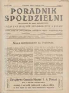 Poradnik Spółdzielni: dwutygodnik dla spraw spółdzielczych: organ Unji Związków Spółdzielczych w Polsce 1929.04.15 R.36 Nr8