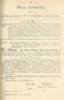 Gesetz-Sammlung f&uuml;r die K&ouml;niglichen Preussischen Staaten. 1881.05.10 No15