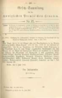 Gesetz-Sammlung f&uuml;r die K&ouml;niglichen Preussischen Staaten. 1881.06.15 No17
