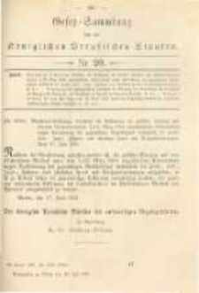 Gesetz-Sammlung f&uuml;r die K&ouml;niglichen Preussischen Staaten. 1881.07.18 No20