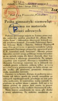 Próba gimnastyki niemowląt dokonana na materiale dzieci zdrowych