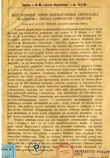 Trzy pierwsze kursy instruktorskie Centralnej Wojskowej Szkoły Gimnastyki i Sportów