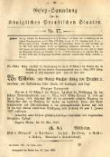 Gesetz-Sammlung für die Königlichen Preussischen Staaten. 1883.06.12 No17