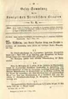 Gesetz-Sammlung für die Königlichen Preussischen Staaten. 1885.03.09 No6