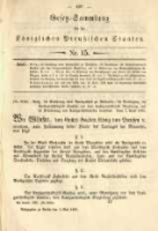 Gesetz-Sammlung für die Königlichen Preussischen Staaten. 1885.05.01 No15