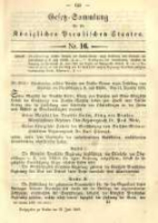 Gesetz-Sammlung f&uuml;r die K&ouml;niglichen Preussischen Staaten. 1889.06.24 No16