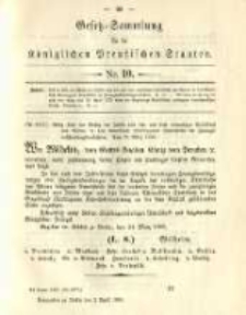 Gesetz-Sammlung für die Königlichen Preussischen Staaten. 1890.04.02 No10