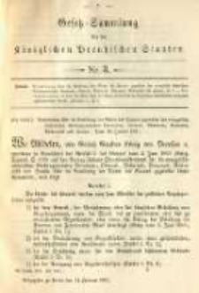 Gesetz-Sammlung f&uuml;r die K&ouml;niglichen Preussischen Staaten. 1891.01.14 No3