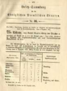Gesetz-Sammlung f&uuml;r die K&ouml;niglichen Preussischen Staaten. 1891.12.21 No36