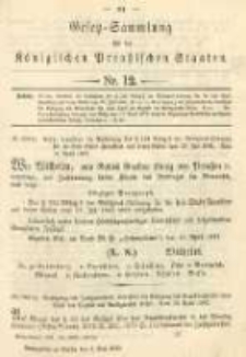 Gesetz-Sammlung f&uuml;r die K&ouml;niglichen Preussischen Staaten. 1893.05.05 No12